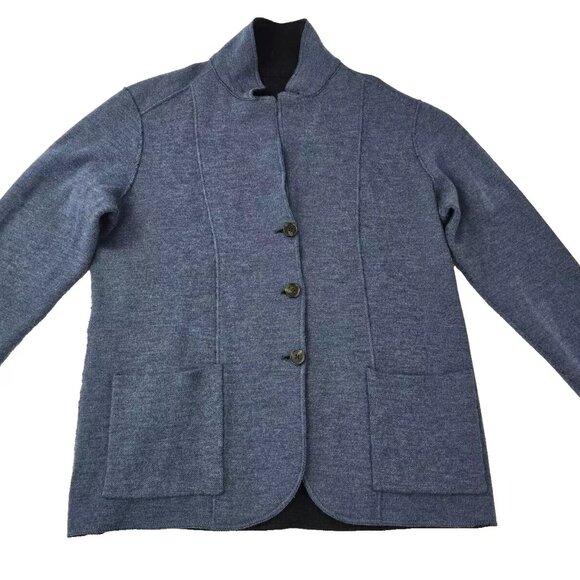 Maurizio Baldassari Brera Reversible Knit Wool Swacket Blazer Cardigan 52 M - Picture 11 of 16